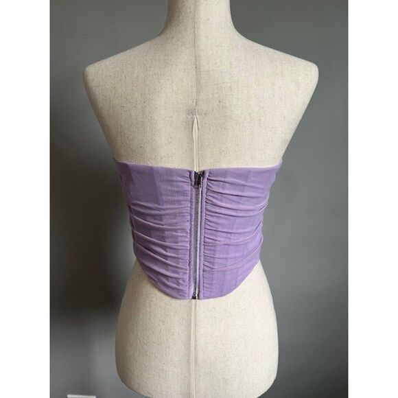 Womens Lavender Mesh Corset Bustier with Basque Waist and Boning Size L NWT - Picture 2 of 10
